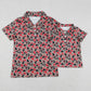 Sibling Baby Girls Adult Women Short Sleeves Dogs Camo Print Team Buttons Shirts Tops RTS