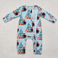 Baby Boy Christmas Western Highland Cow Zipper Bamboo Romper