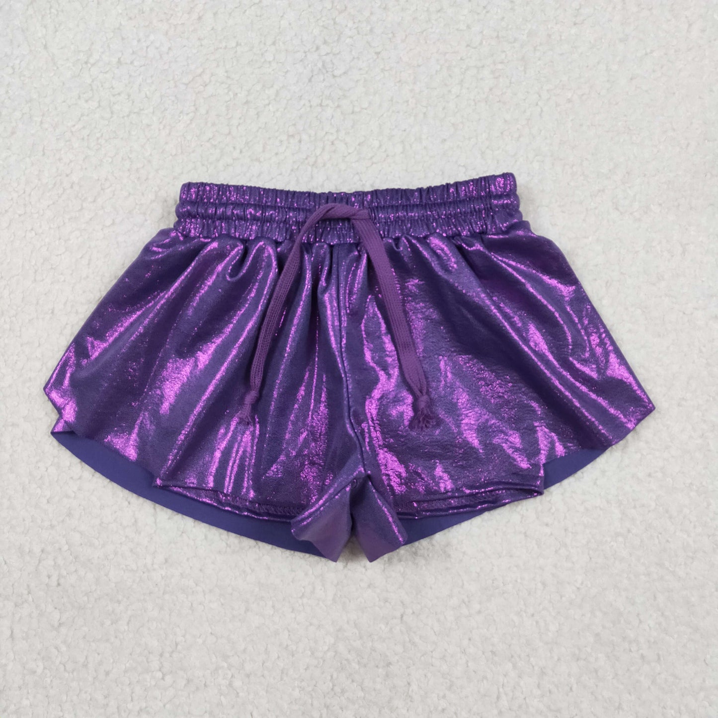 Sibling Baby Girls Kids Purple Yellow Leather Shorts Bottoms RTS