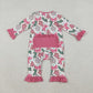 Baby Girl Long Sleeves Candy Cane Pink Bows Tree Christmas Zipper Romper RTS