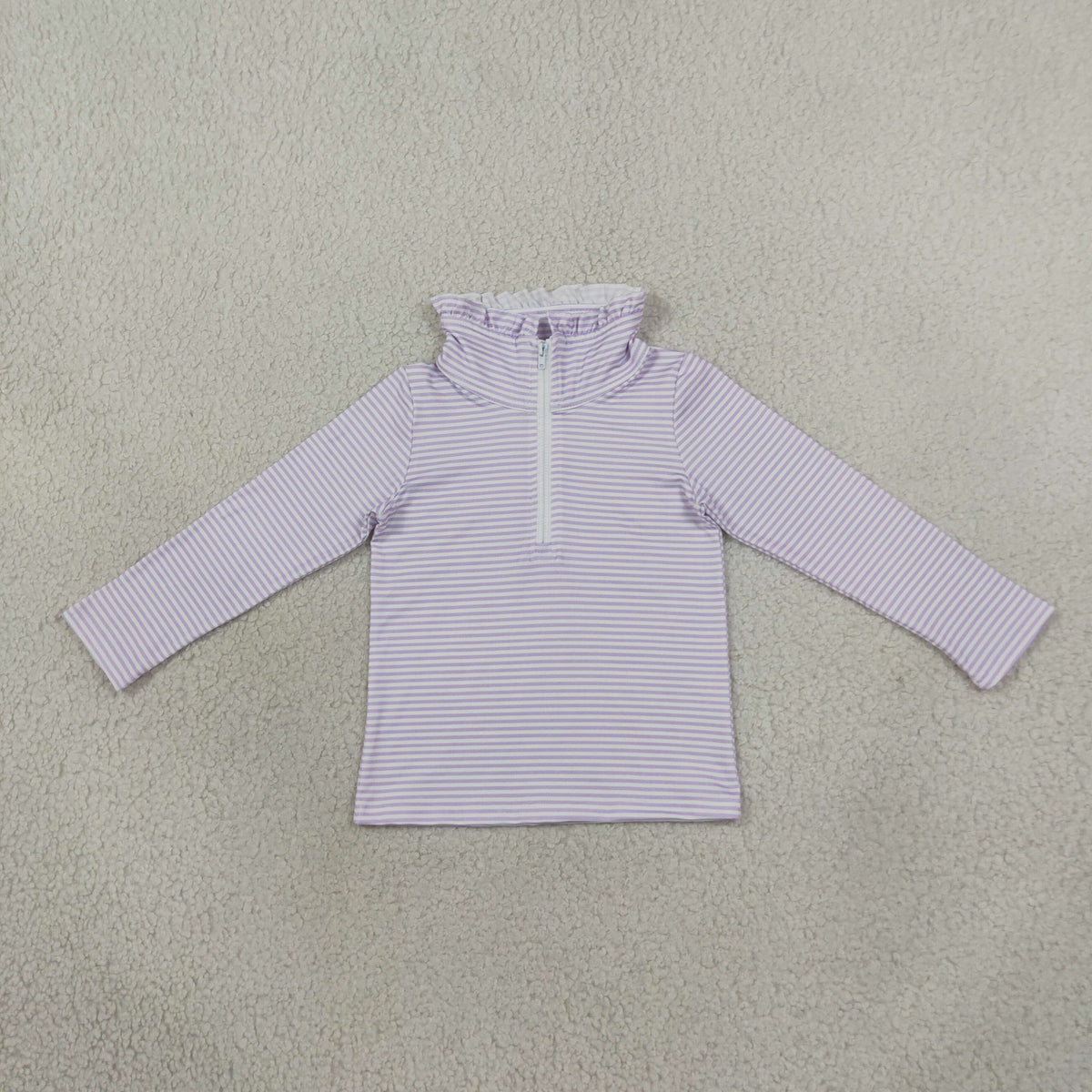 Baby Girls Kids Long Sleeves Purple Stripes Zipper Pullover Shirt Clothes RTS