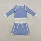 Baby Girls Kids Blue Long Sleeve Shirt Skirts Shorts Yoga Active Clothes Set