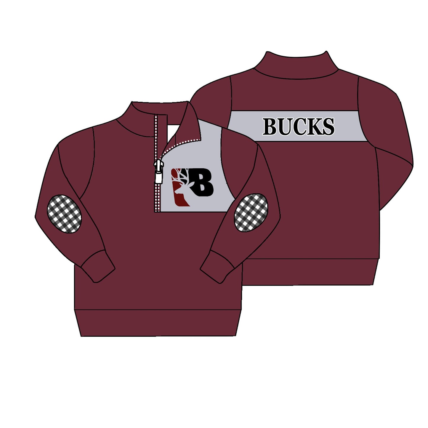 Baby Boys Team Dark Red Zipper Pullover Shirt