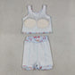 Baby Girls Kids Baseball Bows Tops Blue Skirt Shorts Yoga Summer Set RTS