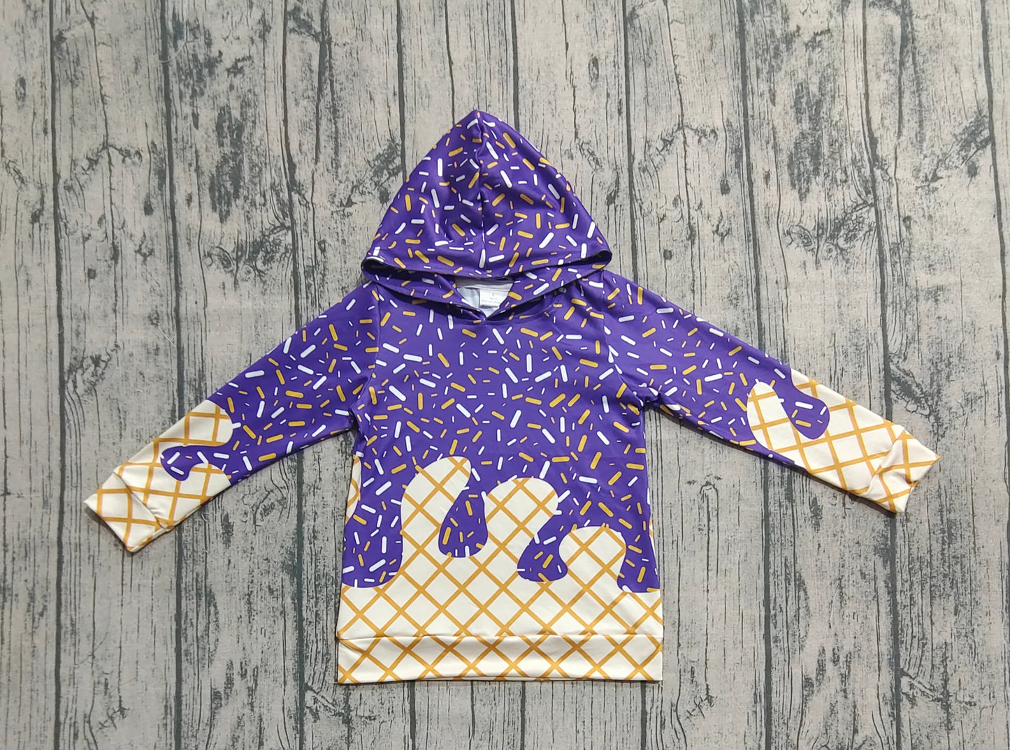 Baby Kids Toddler Long Sleeves Team Purple Drip Hoodie Shirt Tops RTS