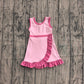 ( No moq ) Preorder Baby Girls Kids Sleeveless Shorts Scallop Dress Yoga Active Pink Clothes