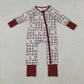 Sibling Girls Kids Long Sleeves turkey Bows Plaid Thanksgiving Zipper Romper Pajamas Clothes Set RTS