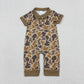 Baby Boys Infant Short Sleeves Camo Hunting Buttons Brown Romper RTS