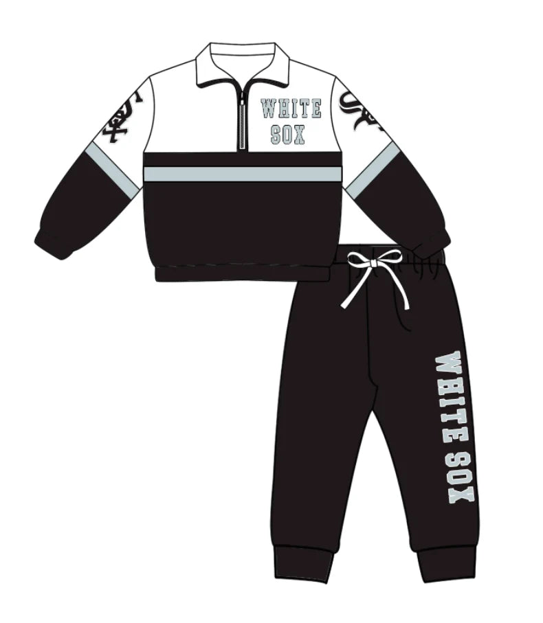 ( Moq 5 ) Baby Boys Toddler Long Sleeves Zipper Shirt Black Jogger Pants Team Clothes Outfit