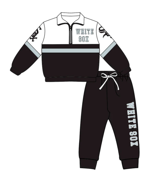 ( Moq 5 ) Baby Boys Toddler Long Sleeves Zipper Shirt Black Jogger Pants Team Clothes Outfit