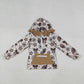 Baby Girl Long Sleeves Flower Bows Football Pocket Zipper Hoodie Shirt Tops RTS