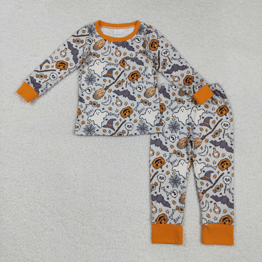 Baby Boy Long Sleeves Ghost Pumpkin Shirt Pants Halloween Pajamas Clothes Set RTS