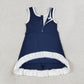 Baby Girls Kids Sleeveless Shorts Scallop Navy Dress Yoga Active Clothes RTS