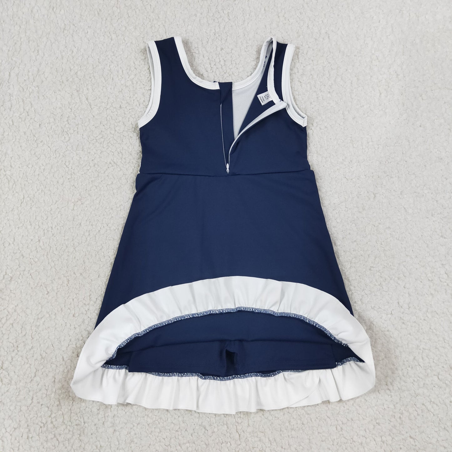 Baby Girls Kids Sleeveless Shorts Scallop Navy Dress Yoga Active Clothes RTS