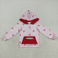Baby Girl Pink Long Sleeves Santa Pocket Zipper Hoodies Christmas Shirt Tops RTS