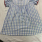Baby Girl Short Sleeves Embroidery Farm Animals Blue Plaid Smocked Dress RTS