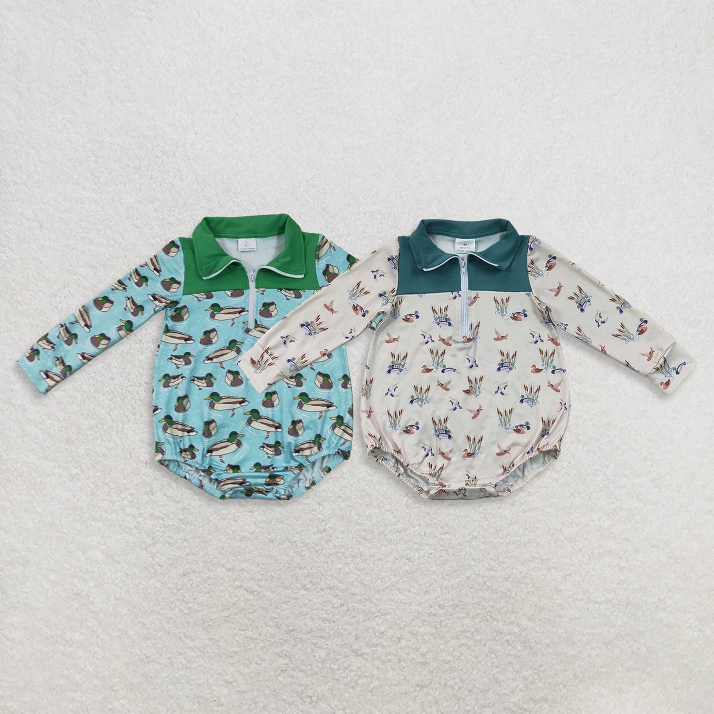 Sibling Baby Boys Infant Long Sleeves Ducks Zipper Bubble Rompers Clothes RTS