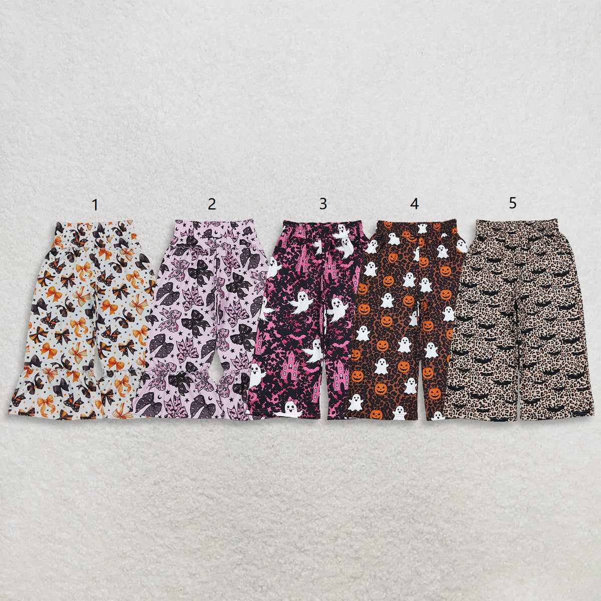 Sibling Baby Girls Kids Halloween Bows Pumpkins Ghosts Pants Bottoms Clothes RTS