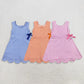 Sibling Baby Girls Plaid Bows Ruffle Yoga Active Shorts Knee Length Scallop Dresses RTS