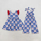 Sibling Baby Girls Kids 4th of July Flags Bows Stars Dress Jumpsuit Clothes RTS