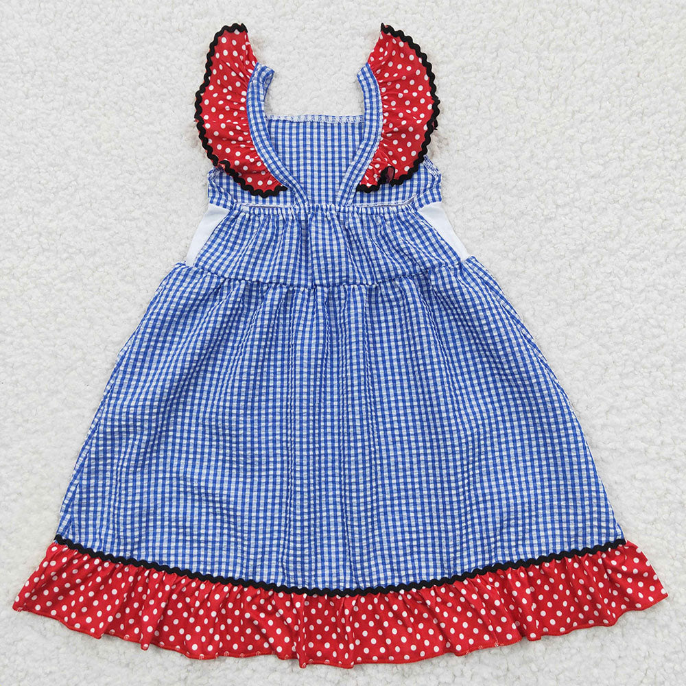 Promotion Baby Girl July 4th Plaid Seersucker Dress