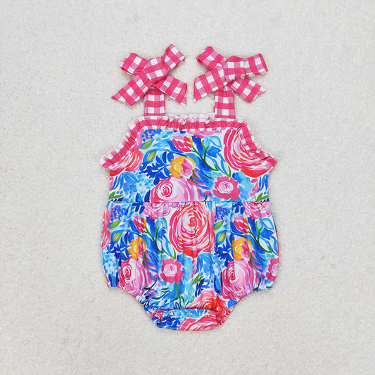 Baby Girl Sleeveless Floral Bubble One Piece Romper