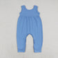 Baby Girl Blue Sleeveless Summer Cotton Romper