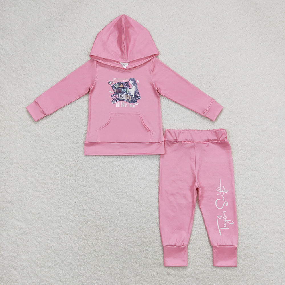 Baby Girl Singer Hooded Top Pink Pants Clothes Set