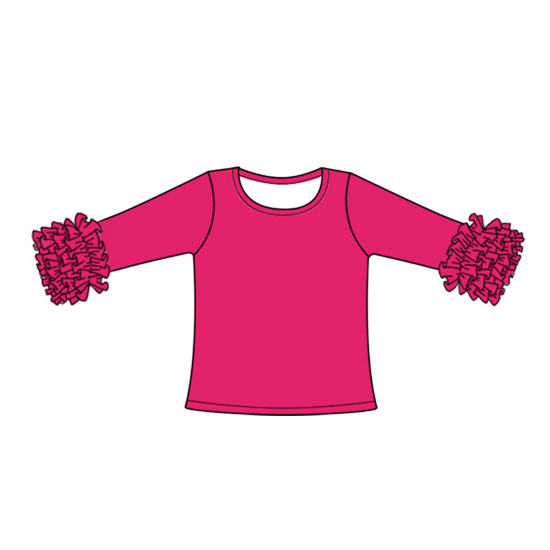 Baby Girl Cotton Ruffle Pink Long Sleeves Shirt Icing Tops Moq 5