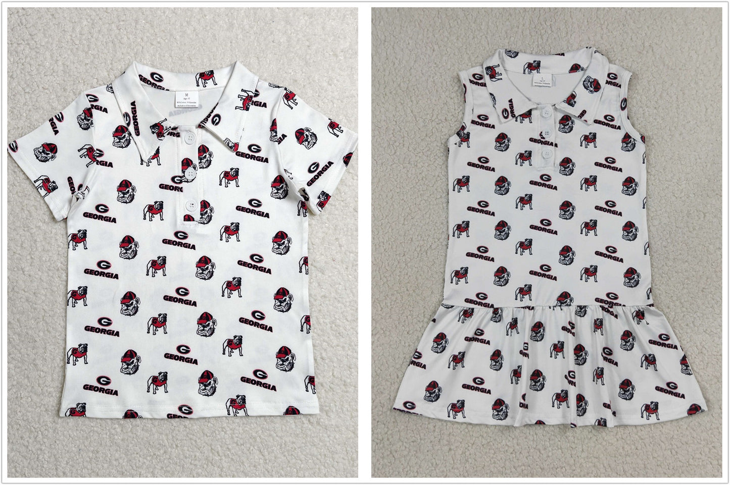 Sibling Baby Boys Girls Kids Dogs Buttons Shirt Knee Length Team Dress RTS