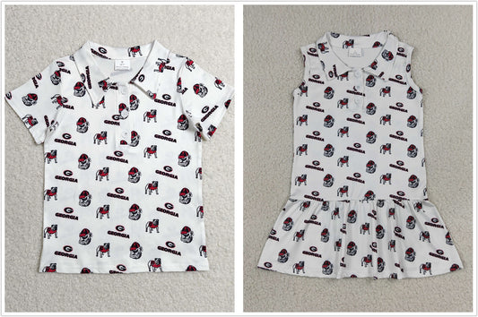 Sibling Baby Boys Girls Kids Dogs Buttons Shirt Knee Length Team Dress RTS