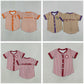 Sibling Baby Boy Kids Short Sleeves Stripes Buttons Shirts Team Tops Clothes RTS