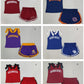 Sibling Baby Girls Kids Sleeveless Bows Cotton Shirts Shorts Sets Cheer Team Clothes RTS