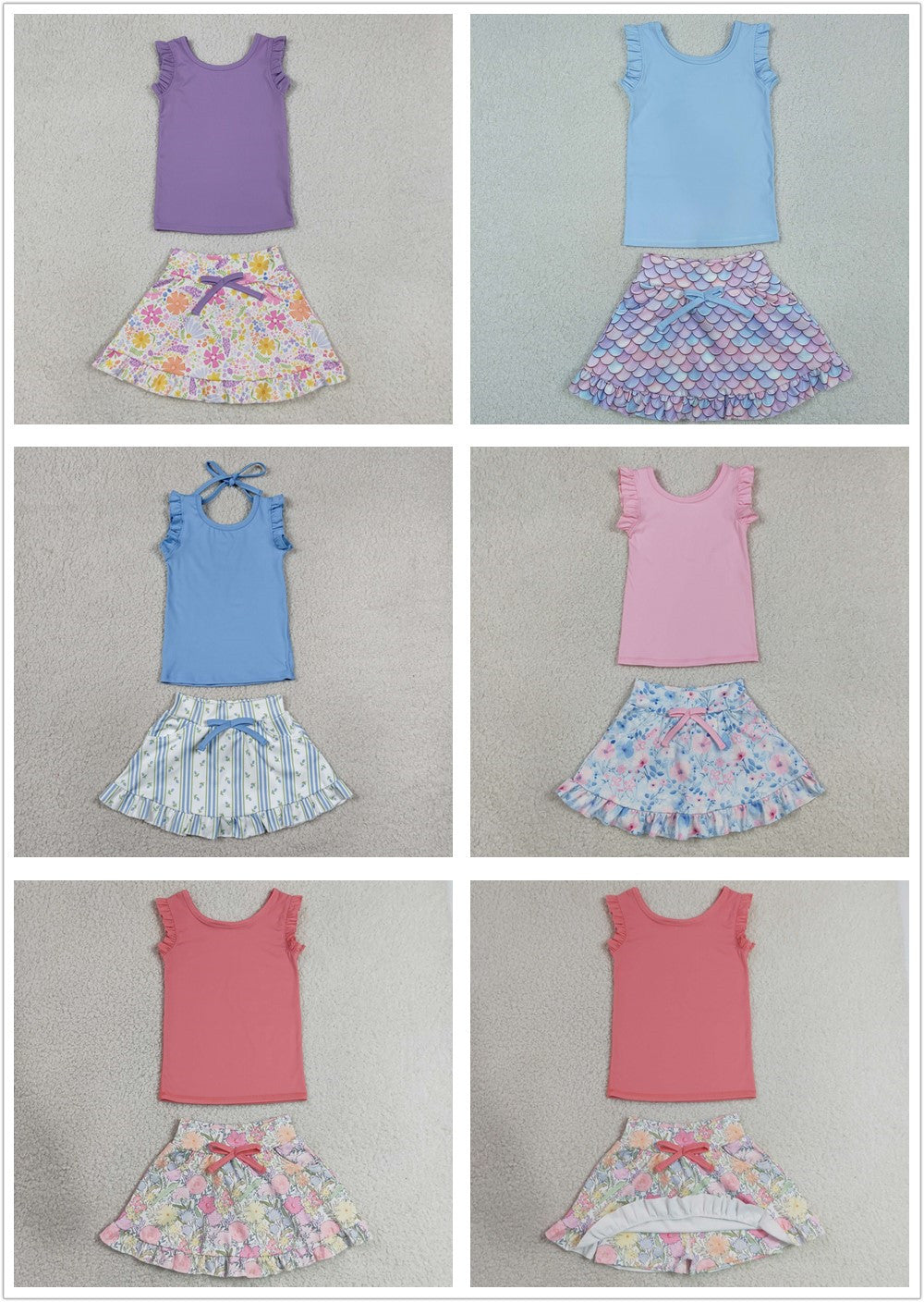 Sibling Baby Girls Kids Short Sleeves Shirts Flower Skirts Shorts Yoga Active Sets Clothes RTS