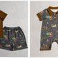 Sibling Baby Boys Kids Short Sleeves Ducks Dogs Buttons Romper Set Hunting Clothes RTS