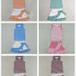 Sibling Baby Girls Stripes Tops Ruffle Bow Skirts Shorts Yoga Active Clothes Sets RTS