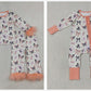 Sibling Baby Girls Kids Long Sleeves Zipper Footie Romper Pajamas Set Halloween Bows Clothes RTS