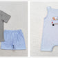 Baby Boy Embroidery Dog Fishing Sibling Romper Clothes Set