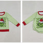 Sibling Baby Boys Long Sleeves Green Face Christmas Plaid Romper Shirt RTS