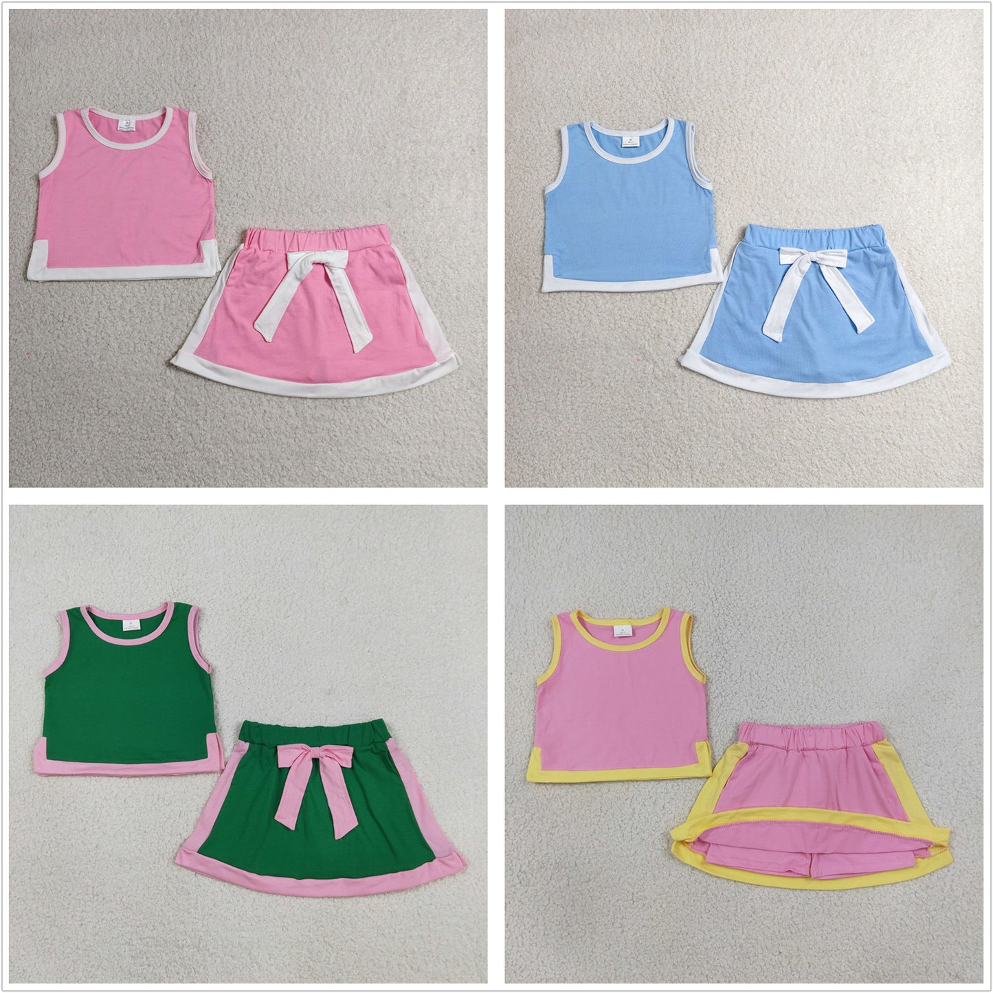 Sibling Baby Girls Kids Sleeveless Cotton Tops Pockets Skirts Shorts Sets Summer Clothes RTS