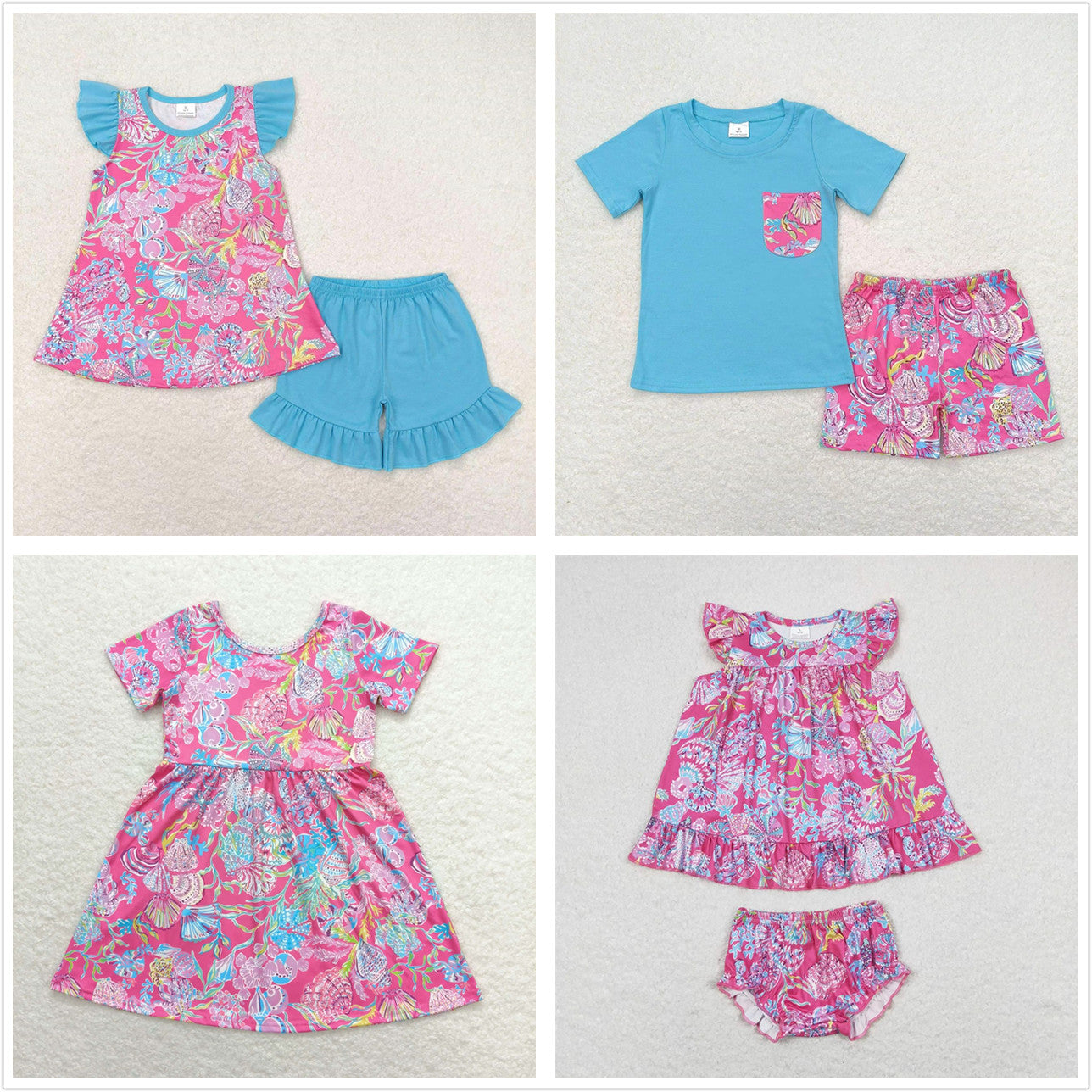 Baby Boy Girl Sea Shells Sibling Brother Clothes Sets