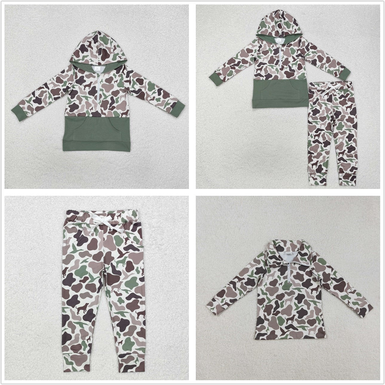 Boys Kids Dogs Ducks Camo Hunting Shirt Pants Sibling Set Clothes RTS