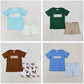 Baby Kids Short Sleeves Embroidery Daddy's Boy Shirt Shorts Sibling Clothes Set RTS