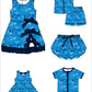 ( Moq 5 Each Style ) Baby Boys Girls Kids Football Sibling Shorts Romper Bows Dresses Set Team Blue Clothes