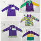 Sibling Kids Boys Long Sleeves Mardi Gras Zipper Buttons Pullovers Shirt Tops RTS