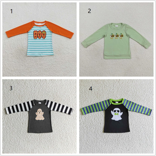 Sibling Boys Kids Embroidery Ghosts Ducks Pumpkins Halloween Shirt Tops