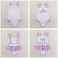 Sibling Baby Girls Kids Flower Purple Ruffle Swimsuits Summer Clothes RTS