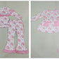 Sibling Baby Girl Kids Christmas Santa Bows Stripes Pockets Tops Pants Pink Sets Clothes RTS