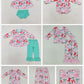 Girls Kids Adult Woman Long Sleeves Christmas Red Green Bows Sibling Family Romper Pajamas Pants Set RTS