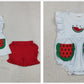 Sibling Baby Girls Kids Embroidery Watermelon Pockets Romper Set Summer Clothes RTS
